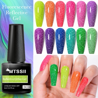 MTSSII น้ํายาทาเล็บเจล กลิตเตอร์สะท้อนแสง 6ml 12 สี สําหรับตกแต่งเล็บ