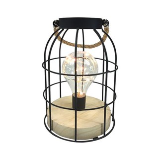 KASSA HOME โคมไฟตั้งโต๊ะ LED WIRE LANTERN รุ่น 195730 ขนาด 14.5 x 14.5 x 21.5 ซม. สีดำ ตะเกียง โคมไฟ