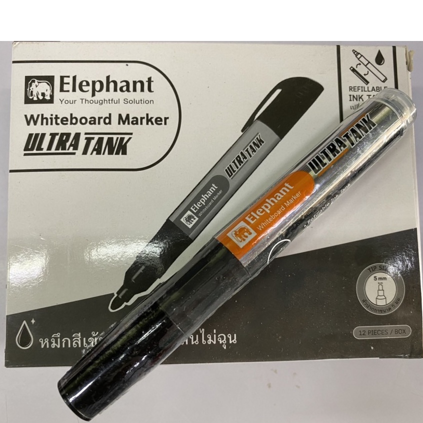 ปากกาไวท์บอร์ดตราช้าง หมึกสีเข้ม กลิ่นไม่ฉุน WhiteBoark Marker ULTRA TANK - รูปที่ 4