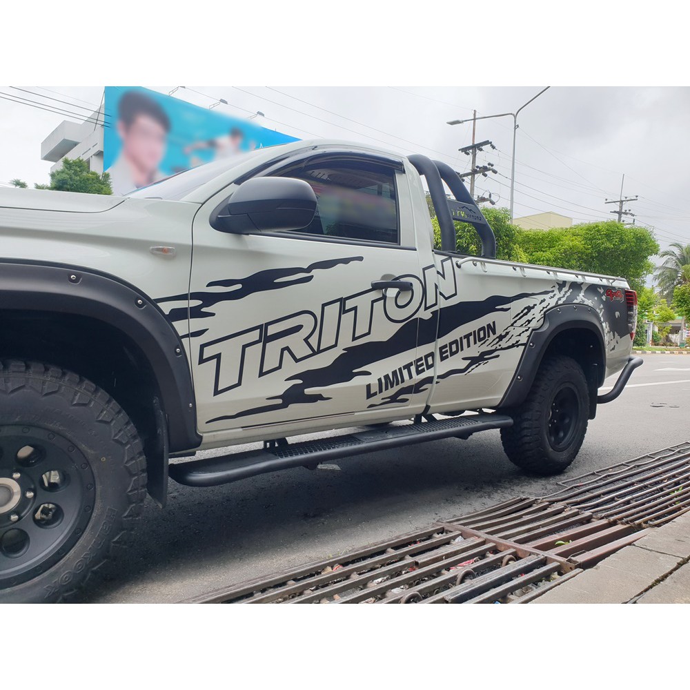 บันไดข้างออฟโรด Mitsubishi Triton 2019-2023 ยาว 200cm กว้างพิเศษ 8 นิ้ว  บันไดข้างตะแกรงเหล็ก triton 2019-2023