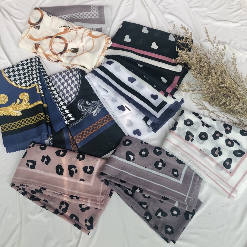 ผ้าพันคอทุกวัน Quadrdisal Veil leopard houndstooth polkadot Chain