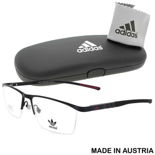 adidas แว่นตา รุ่น 6253 C-1-1 สีดำโลโก้แดง กรอบเซาะร่อง ขาสปริง สแตนเลส สตีล กรอบแว่นตา Eyeglass Made in Austria