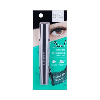 BABY BRIGHT 3 In 1 Volume Long &amp; Curl Mascara 8g (90916) เบบี้ไบร์ท ทรี อิน วัน วอลลุ่ม ลอง แอนด์ เคิร์ล มาสคาร่า