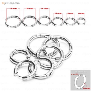 จิวหู จิวห่วงล็อคกลมเงิน สแตนเลสแท้ หนา 1.6 มิล&lt;-Earring Huggie Hoop Silver Stainless Steel-&gt;