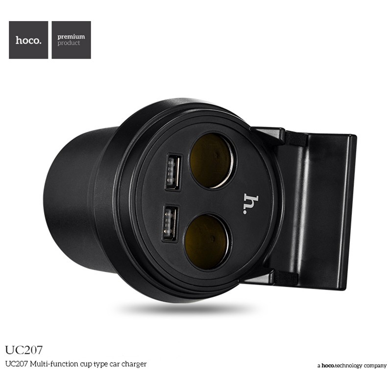 HOCO UC207 อุปกรณ์เพิ่มช่องในรถยนต์ให้เป็น 2 ช่อง พร้อมช่องชาร์จ USB 2 ช่อง 3.1A