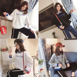 เสื้อกันหนาว มีคอปกสีรุ้ง ผ้าสำลี งานดีจ้า มีเก็บปลายทาง