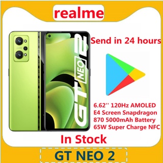 Realme GT Neo 2 Snapdragon 870 5G สมาร์ทโฟน 6.62 นิ้ว AMOLED 120Hz 5000mAh 65W ชาร์จเร็ว 64 MP NFC