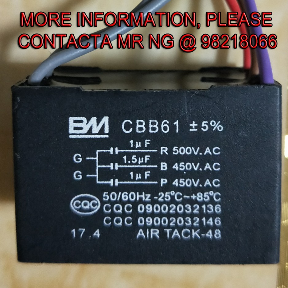 CAPACITOR 1UF/1.5UF/1UF (5 สาย) สําหรับ CEILING FAN CBB61 BM