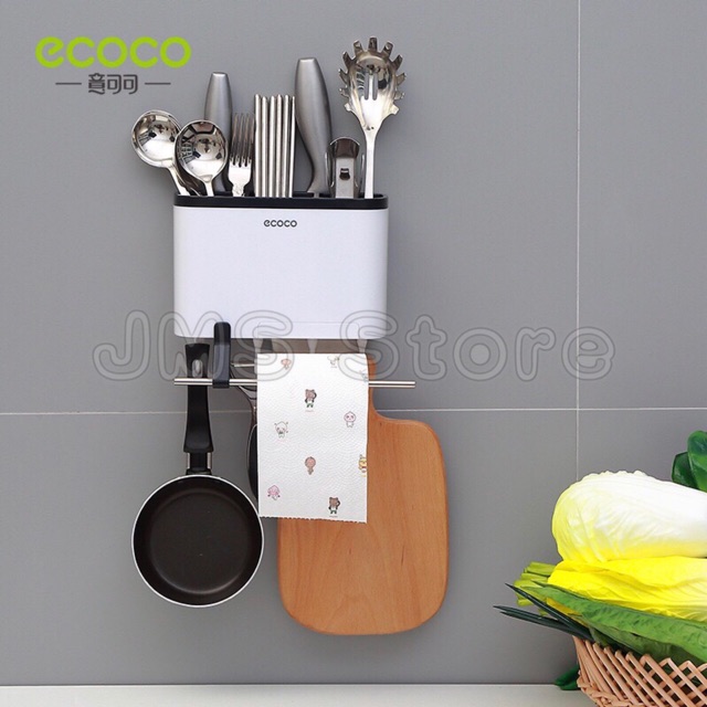 ECOCO ที่ใส่ช้อนส่อม ตะขอแขวน ติดผนัง ไม่ต้องเจาะ สดวกในการจัดเก็บ E1801 ราคา ถูกที่สุด ดีลบีเคเค แกลเลอรีภาพที่ 4