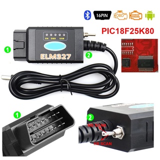 Elm327 เครื่องอ่านโค้ด USB V1.5 Pic18F25K80 สําหรับ Ford HS Can MS Can Elm 327 บลูทูธ OBD2