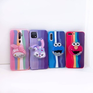 เคสTPUสีรุ้ง+แหวนการ์ตูนมีSamsung A10,A10S,A11,A12,A20/A30,A50,J7,J7prime