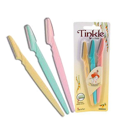 มีดโกน มีดโกนกันคิ้วด้ามจับยาว มีดกันคิ้วแบบพกพา แพ็ค3ชิ้น Tinkle eyebrow razor ใช้งานง่าย สะดวก ปลอดภัย ไม่บาดผิว