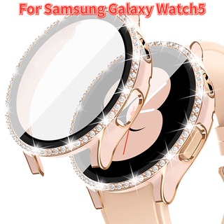 เคสนาฬิกาข้อมือ ป้องกัน ทรงกลม ประดับเพชร สําหรับ Samsung Galaxy Watch 5 40 มม. 44 มม. Galaxy Watch4 5