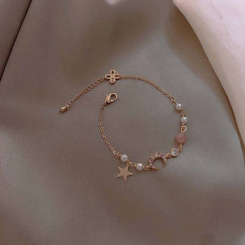 สร้อยข้อมือ ประดับจี้ดาว ดวงจันทร์ สไตล์เกาหลี สำหรับผู้หญิง