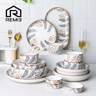 REM13 ชุดจานชามเซรามิค สไตล์ญี่ปุ่น B07 แข็งแรง นำเข้าไมโครเวฟ เตาอบได้