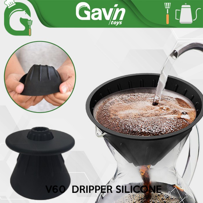 V60 Silicone Dripper 02 V60 Rubber Dripper Pour Over Manual Brew สีดํา