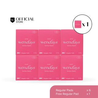 (ซื้อ 6 แถม 6) WENDAYS - Regular Pads ผ้าอนามัยออร์แกนิคและย่อยสลายได้ แบบปรกติ 24 ซม. / M12