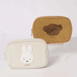 กระเป๋าเครื่องสําอาง ผ้าลูกฟูก ปักลายการ์ตูน Miffy Miffy น่ารัก ขนาดเล็ก แบบพกพา สไตล์ญี่ปุ่น