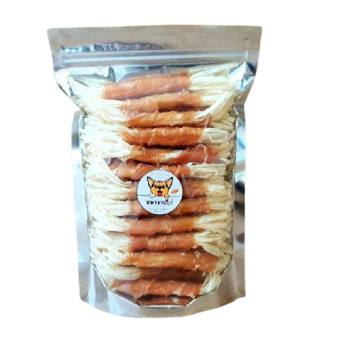 ขนมสุนัข สันในไก่พันปลาเส้น ขนมหมา ขนมแมว ไม่ปรุงรส 250กรัมประมาณ28-38ชิ้น