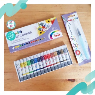 สีน้ำ Pentel Water colours 15 tubes ใน set มีสีเงิน และทองด้วย