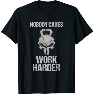 เสื้อยืดผ้าฝ้ายพิมพ์ลายขายดี เสื้อยืด พิมพ์ลาย Unseix Nobody Cares Work Harder สําหรับออกกําลังกาย