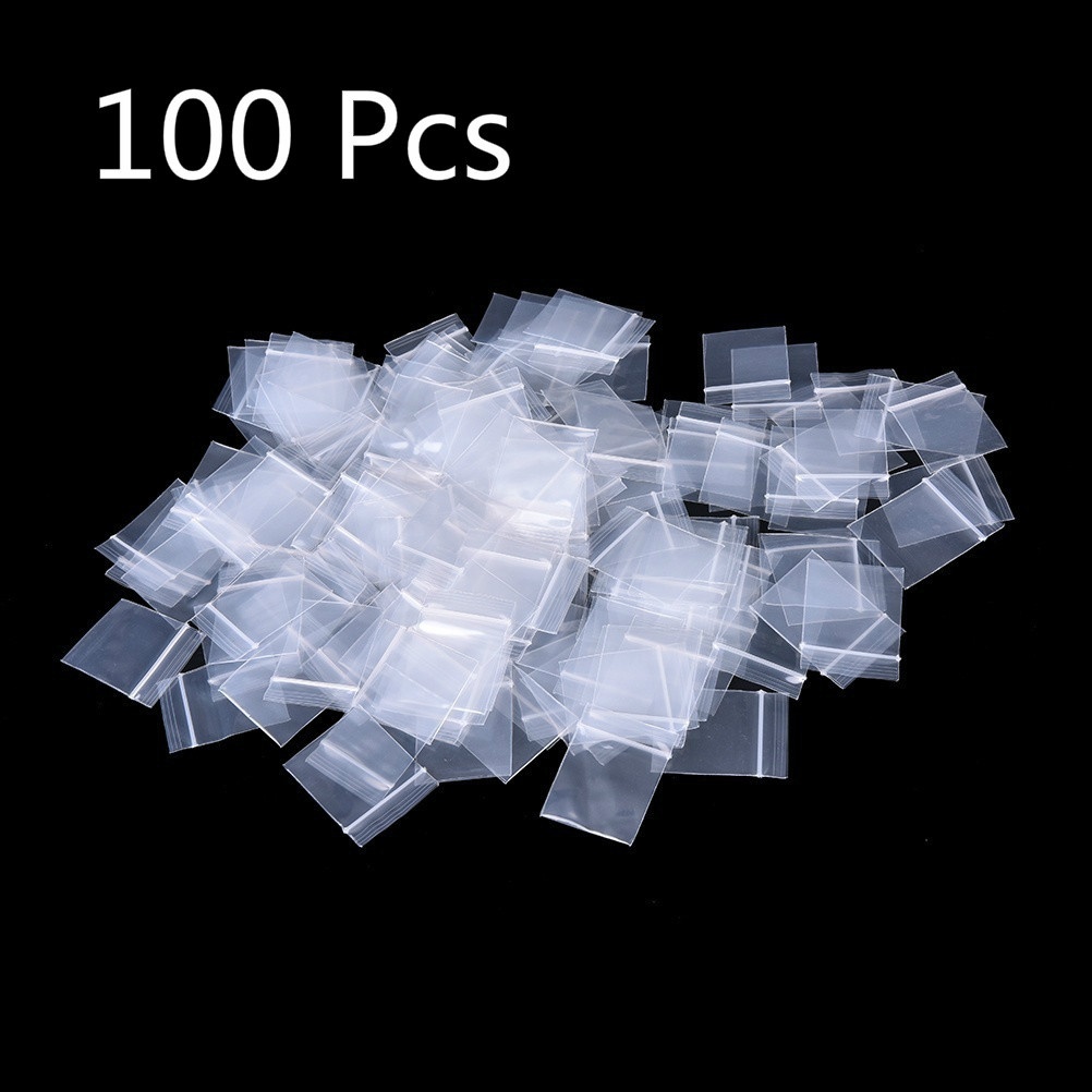 100 ชิ้น/เซ็ต 3x3 ซม. Mini Lock Baggies ถุงบรรจุภัณฑ์พลาสติกกระเป๋าซิปพลาสติกขนาดเล็ก