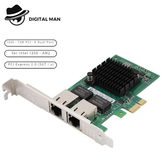 i350‑T2M PCI‑E Dual Port for Intel I350‑AM2 Chip Processor Gigabit Network Card ชิป โปรเซสเซอร์ การ์ดเครือข่าย Gigabit #Digital Man