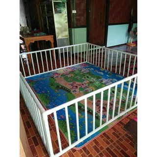 2X2W83📣 คอกกั้นเด็ก จัมโบ่ ขนาด 210x210cm. สูง60cm ใช้ท่อ8หุนใหญ่ในตลาด