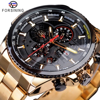 Forsining 2019 Classic Black Golden Clock Male Steampunk Sport Series Complete Calendar Mens Automatic Watches Top Bran