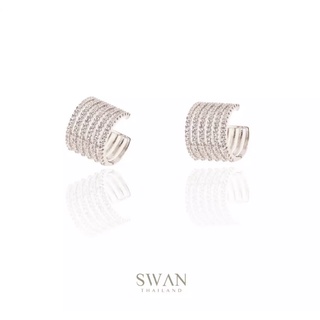 SWAN - Ear Cuff ต่างหูหนีบ คล้องหู เงินแท้ ฝังเพชรคิวบิคเซอร์โคเนีย cubic zirconia