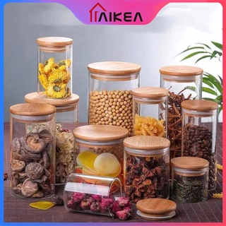 Bamboo Lid Candy Jar Glass Canister Party Food Storage Transparent Container Cookies Cereal Aikea