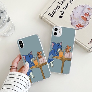 cat mouse drink เคสไอโฟน 13 pro max Tom Jerry case iPhone 7 8 Plus Se 2020 8พลัส X Xr Xs Max cover 14 12 11 promax เคส