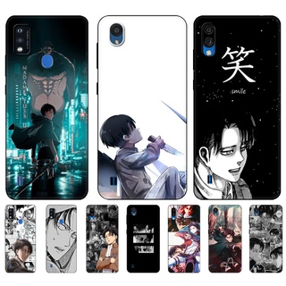 เคสโทรศัพท์มือถือ ซิลิโคนนิ่ม Tpu ลายอะนิเมะผ่าพิภพไททัน Levi Ackerman สีดํา สําหรับ ZTE Blade A5 2019 2020 A51