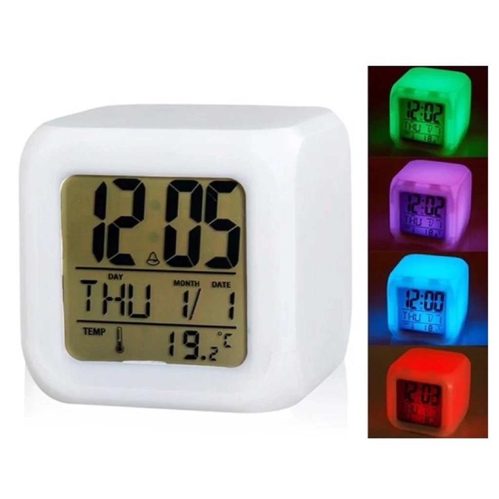 นาฬิกาลูกเต๋า Glowing LED Color Change Digital alarm Clock Shopee Thailand
