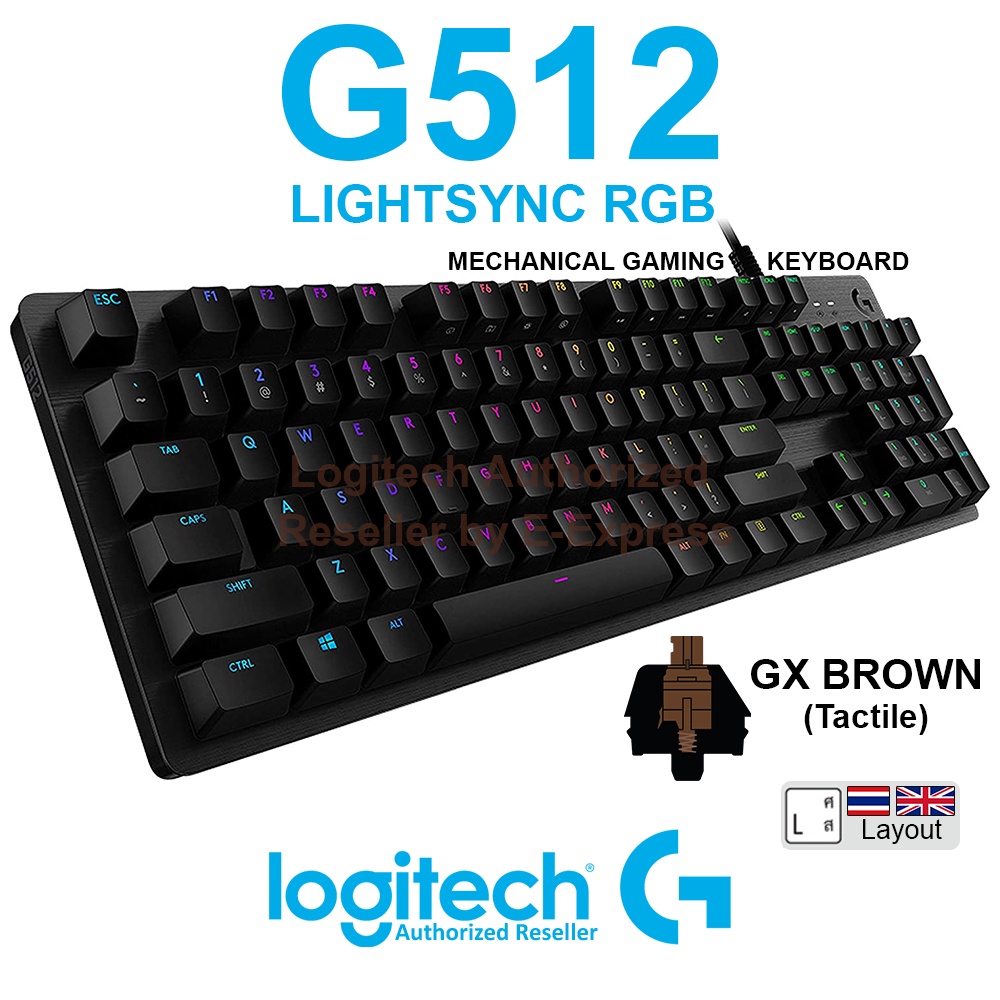Logitech G512 Carbon Tactile SW Mechanical Gaming Keyboard แป้นภาษาไทย/อังกฤษ ของแท้ ประกันศูนย์ 2ปี