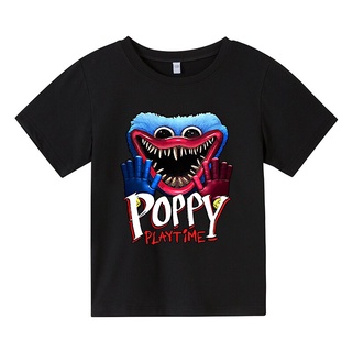 เสื้อยืดโอเวอร์ไซส์เสื้อยืดคอกลม พิมพ์ลาย Kawaii Huggy Wuggy S Korean Poppy Playtime Game 3 12Y เข้ากับทุกการแต่งกาย แฟ