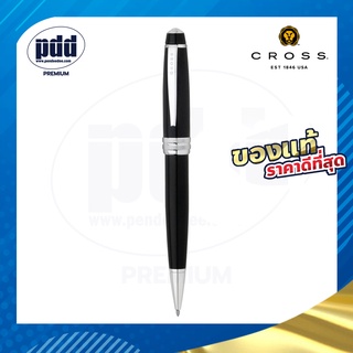 สลักชื่อ ฟรี CROSS ปากกาลูกลื่น CROSS Bailey Ballpoint Pen Black Lacquer Chrome Trim [Pdd Premium]