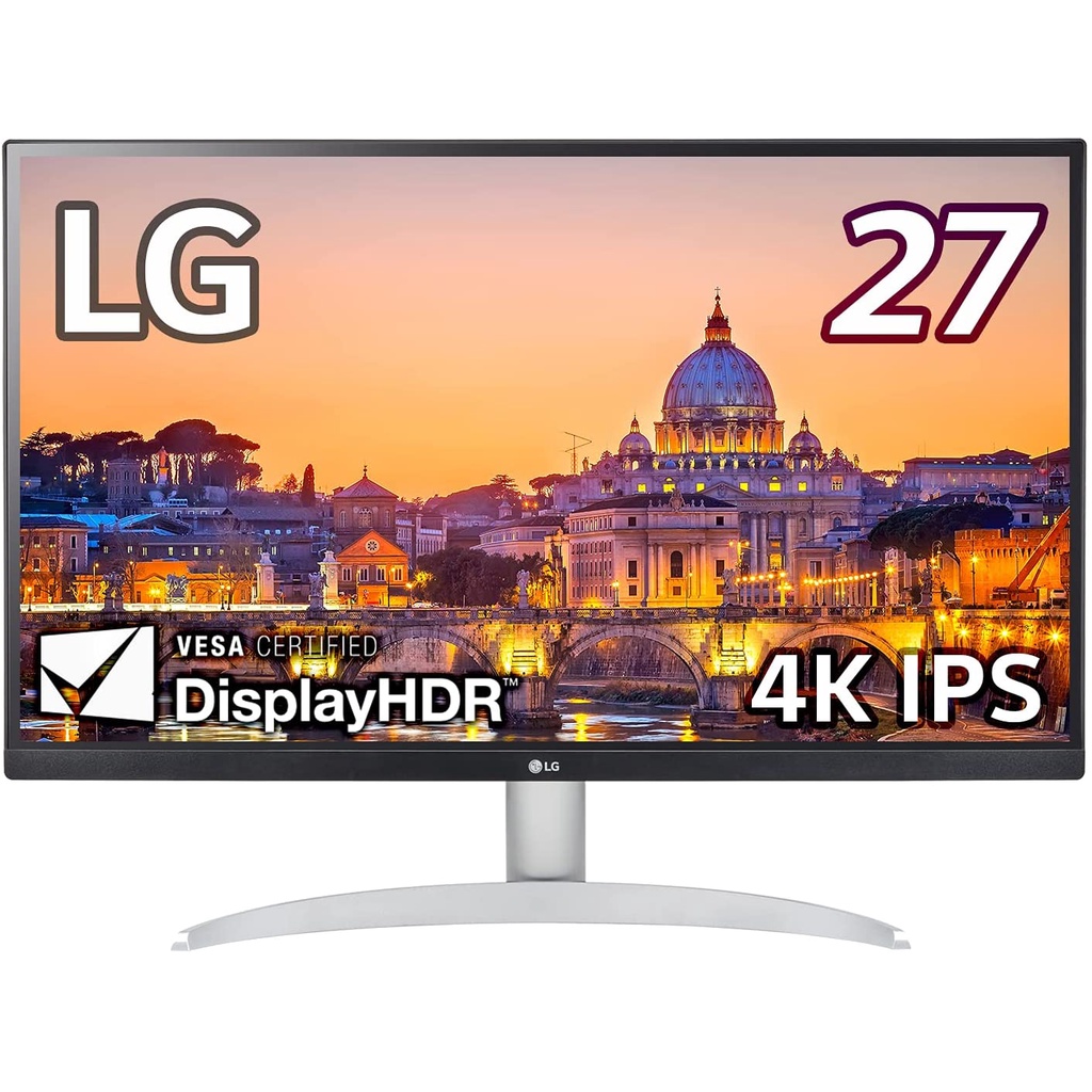 LG 27UP600-W 27" 4K UHD IPS Monitor, DCI-P3 95%, 5ms (GTG), HDMI, VESA DisplayHDR 400, AMD FreeSync, Black Stabilizer, OnScreen Control, Reader Mode, White