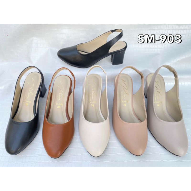 รองเท้าคัทชู Size 36 - 41 แบบรัดส้น มีส้น 2 นิ้ว ใส่สวย หนังนิ่ม ไม่บีบรัดเท้า #เท้าอวบ เผื่อ 1 ไซด์คะ# NSI