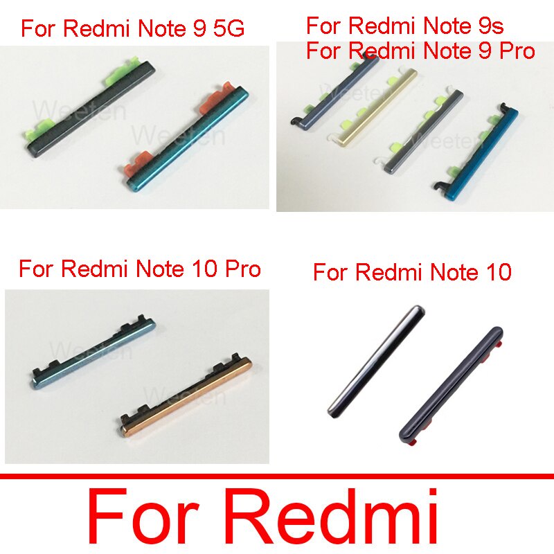 พลัง & ปุ่มด้านข้างปรับระดับเสียงสําหรับ Xiaomi Redmi หมายเหตุ 9 5G หมายเหตุ 9s หมายเหตุ 9 10 Pro Vo