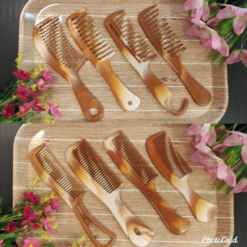 หวีอีโต้ หวียางพารา แบบห่าง ถี่ พกพา ใช้ดี นิ่ม ไม่เจ็บหัว / COM01