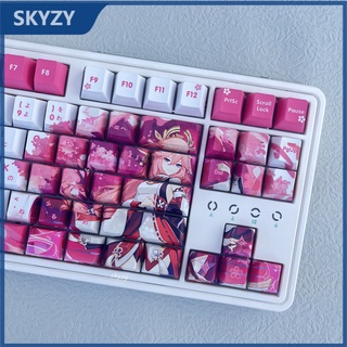 Genshin Impact Yae Miko Keycaps Cherry Profile อะนิเมะ PBT Dye Sub คีย์บอร์ดแบบกลไก Keycap