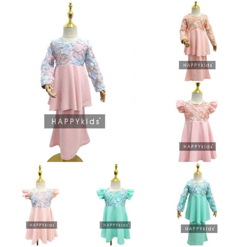Baju Raya Exclusive Premium Happykids Peplum Lace Baju Raya Slave Girl เด็กชาย Baju Kurung