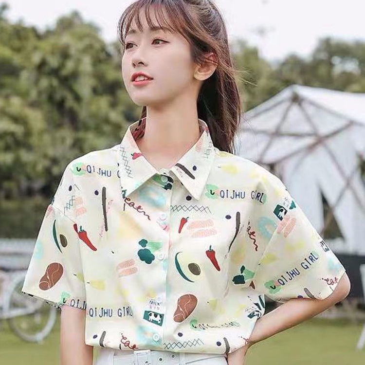 [พร้อมส่ง] เสื้อเชิ้ตแขนสั้น พิมพ์ลาย ทรงหลวม เข้ากับทุกการแต่งกาย ...