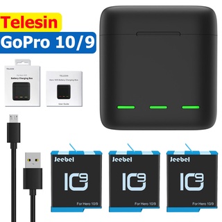 Gopro 10 อุปกรณ์ Telesin ที่ชาร์จ GoPro 9 Battery แบบกล่อง อุปกรณ์เสริม Black