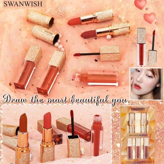 SW9001  ลิป SWANWISH ลิปแมทและลิปกลอสในกล่องเดียวจบ 5สีใน1กล่อง สีสวยติดทนนาน😍