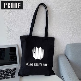 PROOF AlbumGift Bags Canvas Bags Korean Shoulder Bag School Bag Kpop Tote Bag Womens Handbags Top-handle Bags(with Inner Pockets and Buttons)