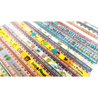 S0461 [รุ่นใส 30ซม.] ไม้บรรทัด พลาสติก แบบยาว ลายการ์ตูน รุ่นประหยัด สุ่มลาย น่ารักมากๆ