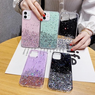 For OPPO A37 A59 A57 A39 A83 A77 A71 A3S A5S A5 A7 A12 A31 A9 2020 Bling Glitter Silver Foil Star Soft TPU Phone Case