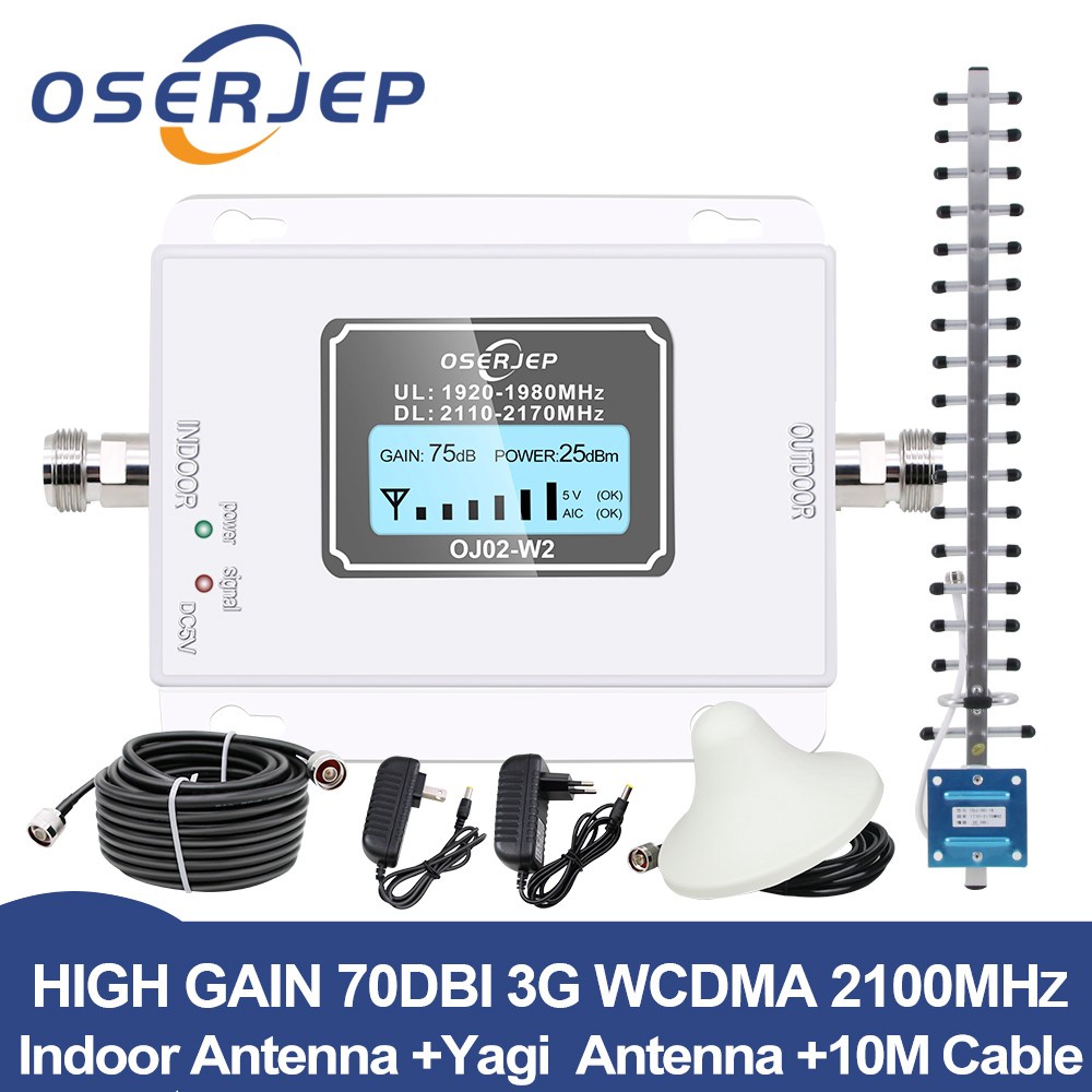 LCD Display 3G Mobile Signal Booster 2100mhz UMTS Repeater Yagi Omni